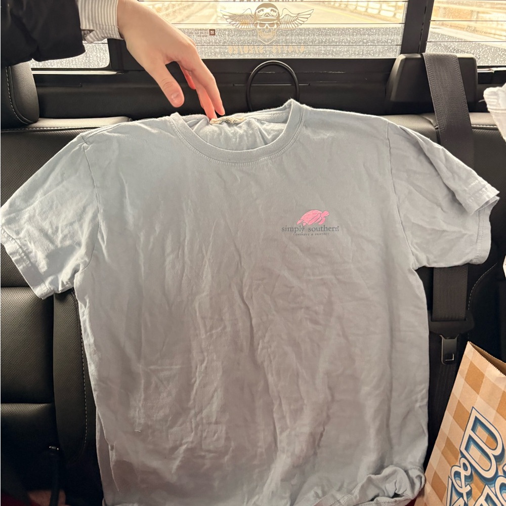 Simply Southern Sky Blue Men's Tee with Pink Logo